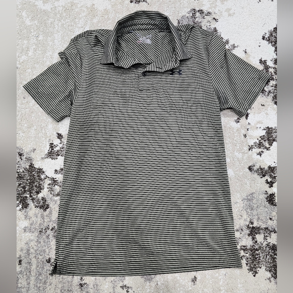 Under Armour, small, heat gear, button-up, short sleeve shirt, Forest Green